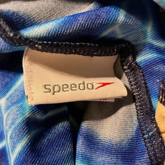 Speedo Endurance Swimsuit Women's Size 10 Blue Black Lined One Piece - Picture 4 of 6